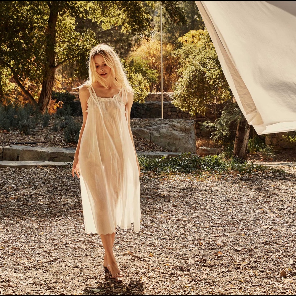 Doen Lyrica semi sheer nightgown dress sea salt